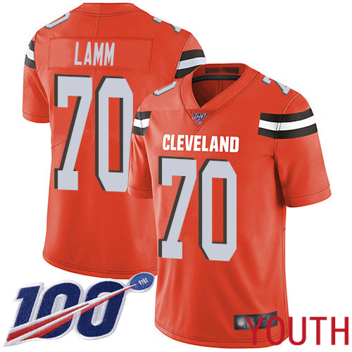 Cleveland Browns Kendall Lamm Youth Orange Limited Jersey #70 NFL Football Alternate 100th Season Vapor Untouchable->youth nfl jersey->Youth Jersey